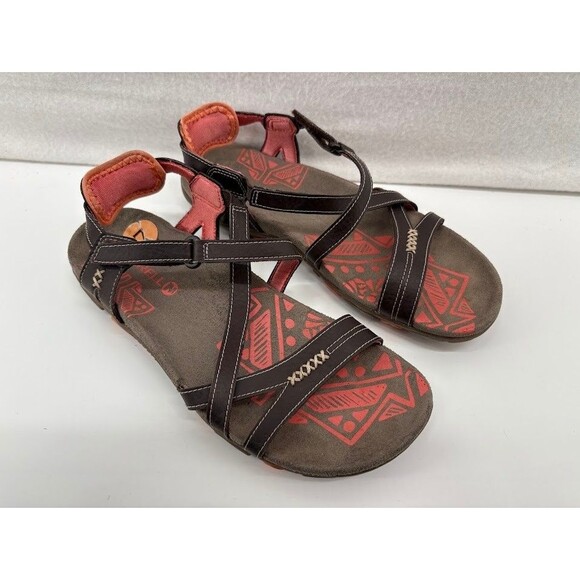 Merrell Womens Leather Outdoor Walking Sandals Cocoa/Coral J289634C Size US 7 - Picture 1 of 4